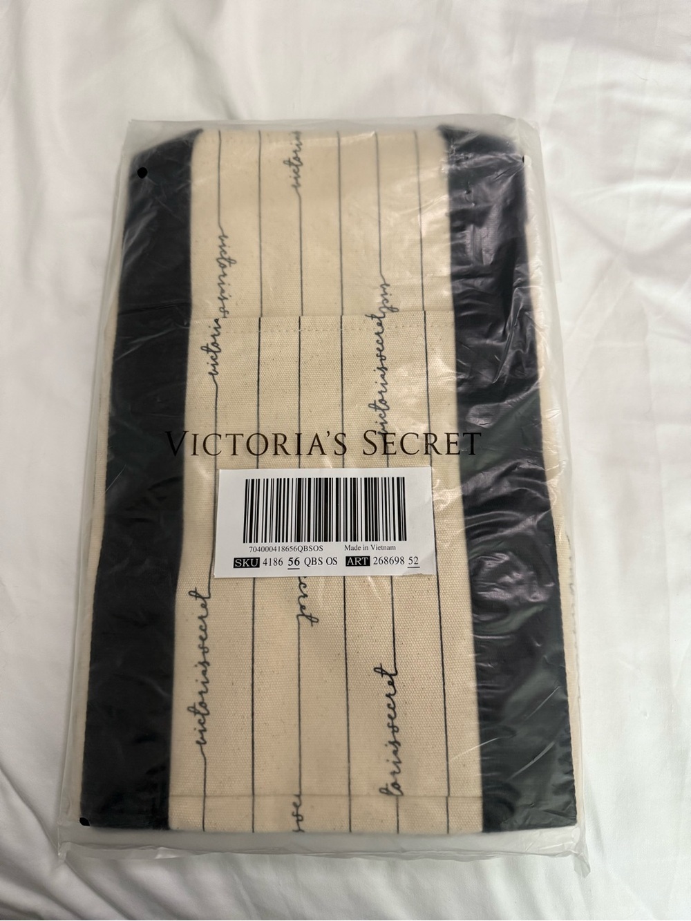Victoria's Secret Black and Cream Striped bag